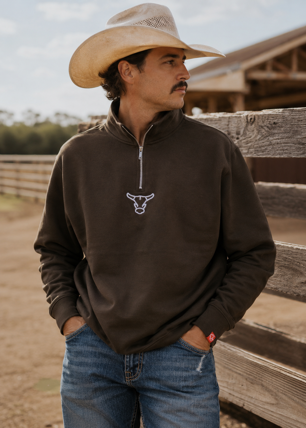 Chocolate 1/4 Zip pullover Rancho Original Western Apparel Co