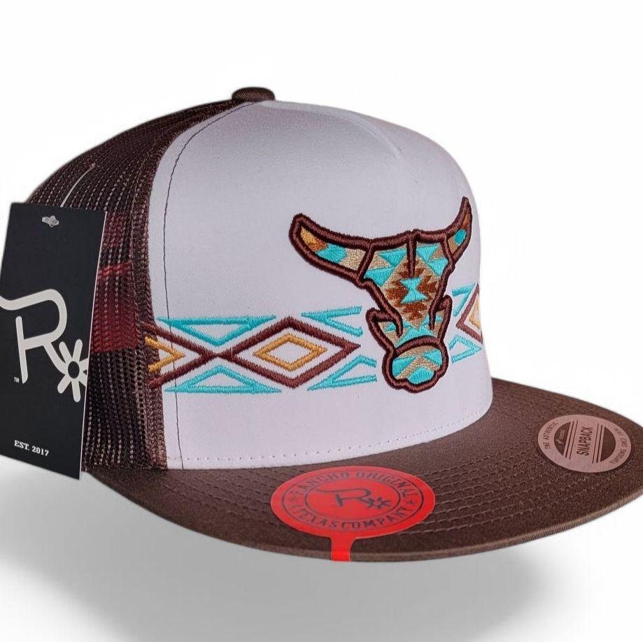 Rancho Original Aztec Toro 0.2 Snap Back Western Hat Design & Embroidered in Texas