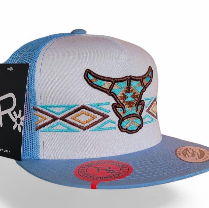 Rancho Original Aztec Toro 0.2 Snap Back Western Hat Design & Embroidered in Texas