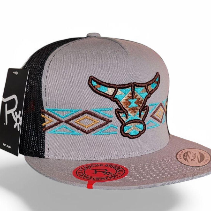 Rancho Original Aztec Toro 0.2 Snap Back Western Hat Design & Embroidered in Texas