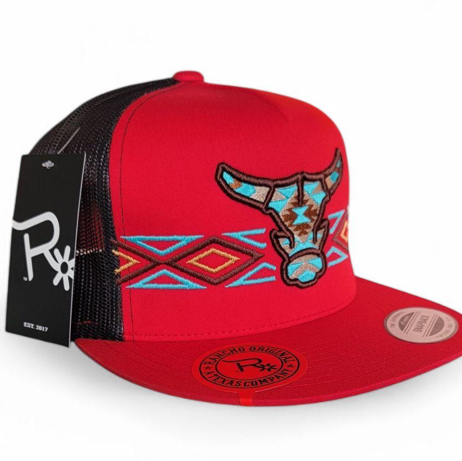 Rancho Original Aztec Toro 0.2 Snap Back Western Hat Design & Embroidered in Texas