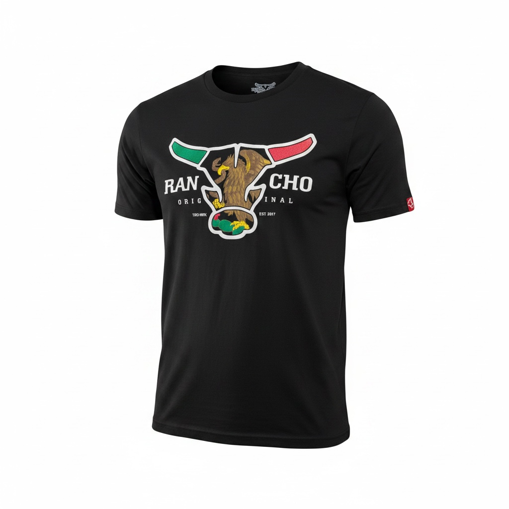 Rancho Original Mexico Bull Logo Black T-Shirt MX-B-0001
