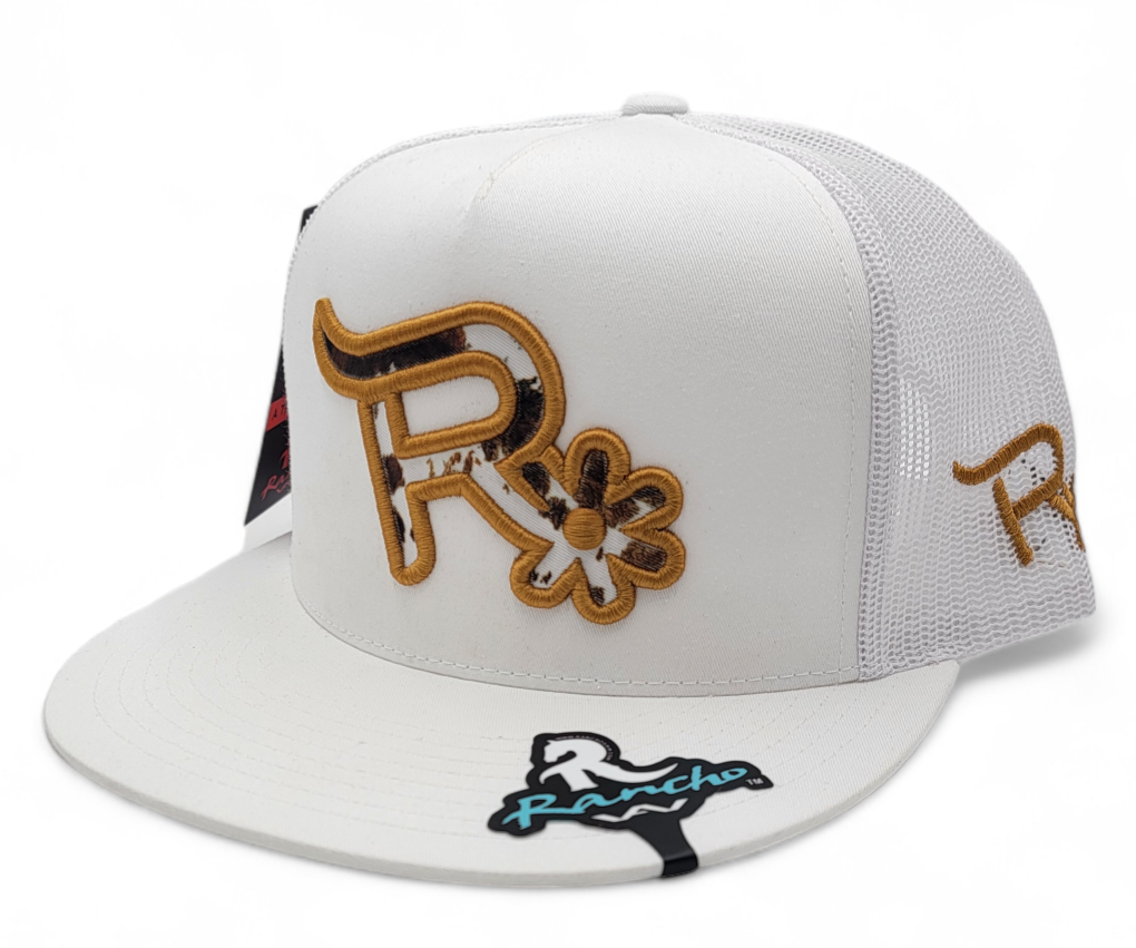 Rancho Original Cow Print Hat White